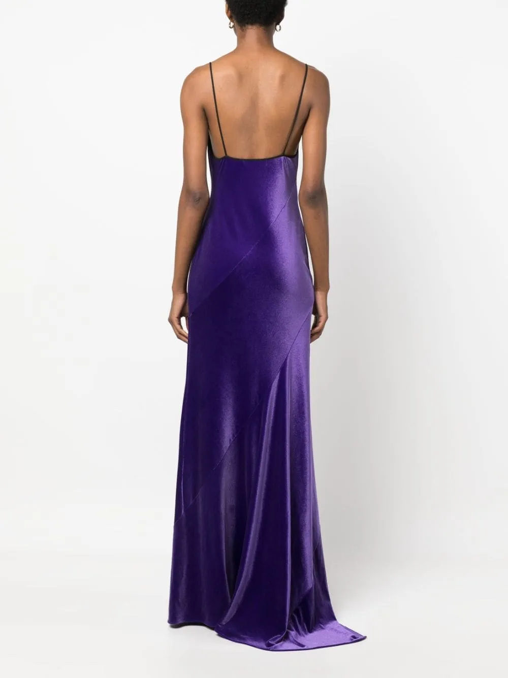 Abito lungo in velluto in viola - donna