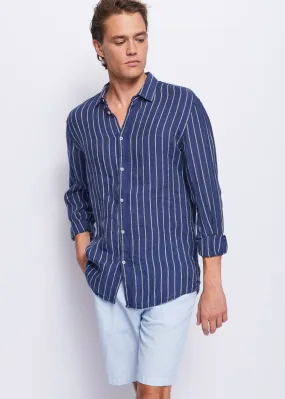 Camicia a righe in lino