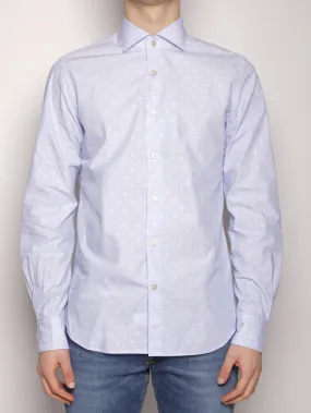 Camicia con Micro Righe e Pois Bianco/celeste