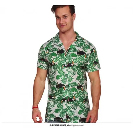 Camicia da uomo hawaiana con fenicoteri e fiori hawai hawaiano
