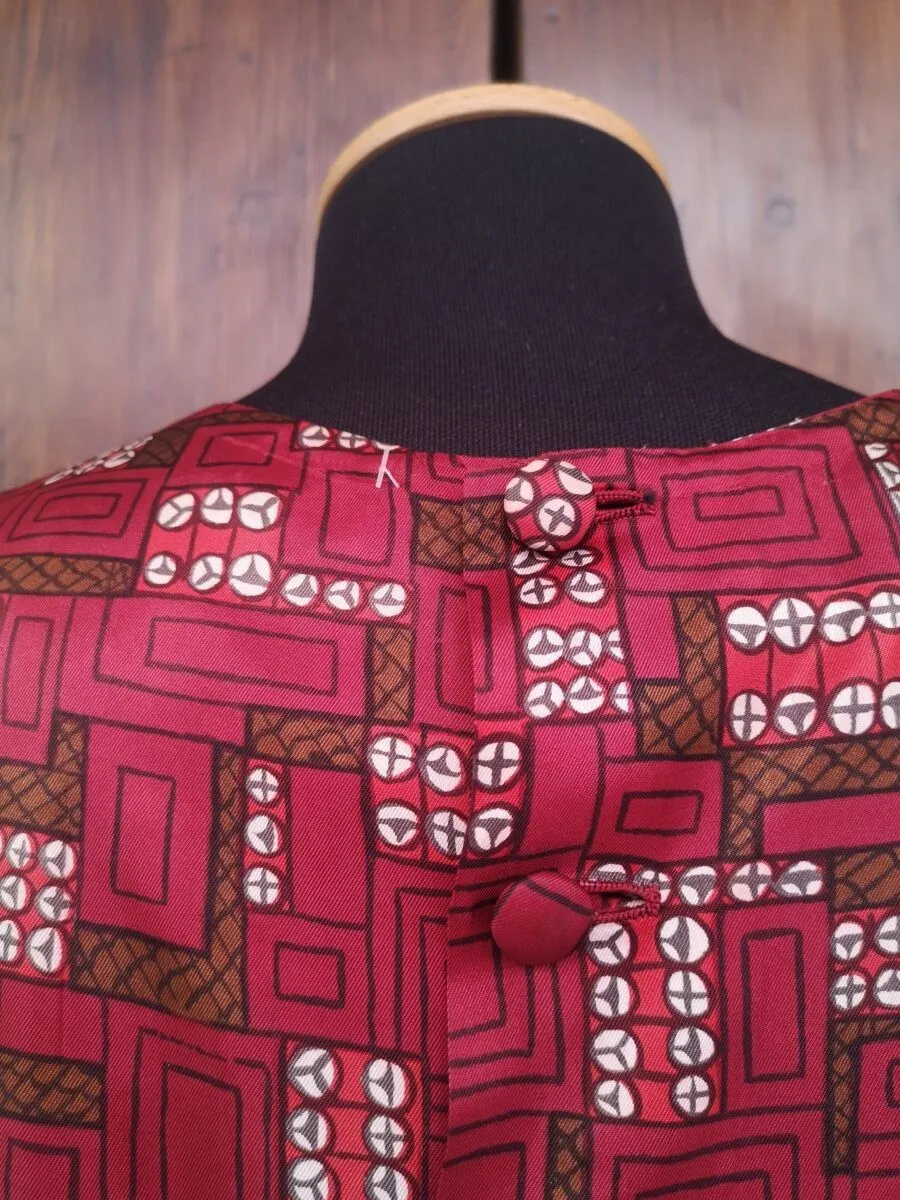 Crop top stampa geometrica in seta anni ’50