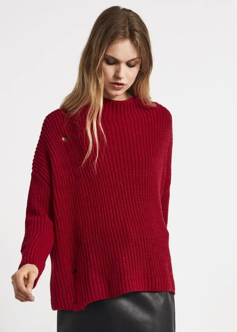 Maglia boxy con dettagli destroyed