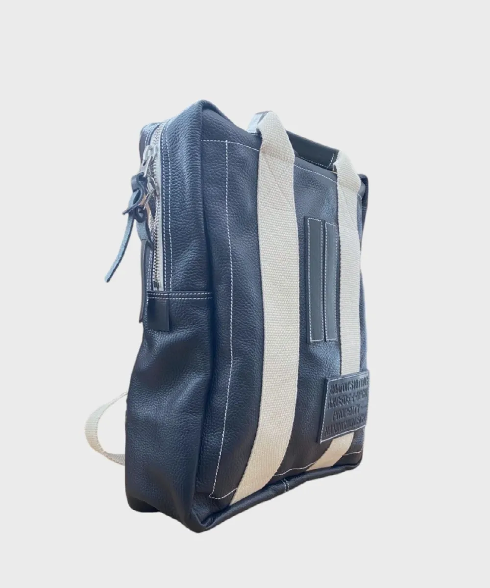 Manikomio Dsgn BPCK zaino in pelle navy blue