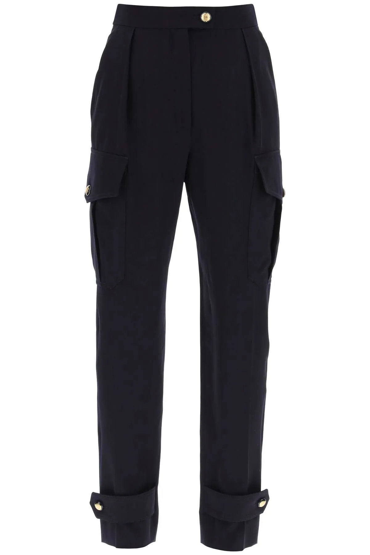 Pantaloni cargo in lana e cotone