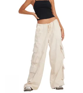 Pantaloni cargo larghi da donna Tinta unita Vestibilità ampia Coulisse Pantaloni a gamba larga Casual Estetica ampia Hippie Stre